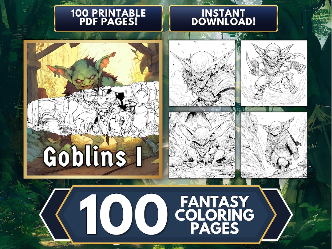 Goblins Vol. 1 100 Adult Coloring Pages Downloadable PDF Coloring