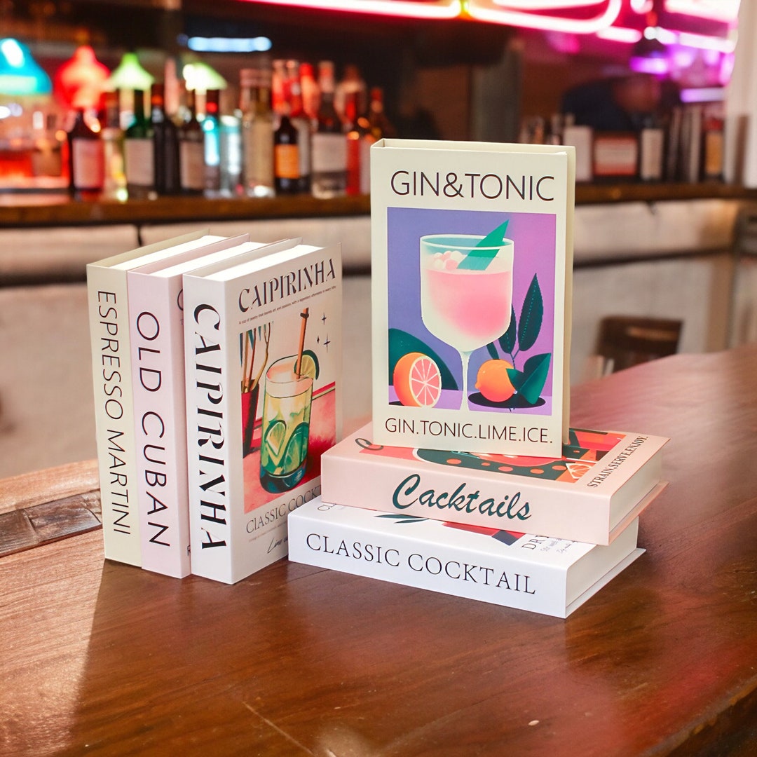 Luxury Cocktails Decorative Book Box, Openable Book Box Hard Book Cover ...