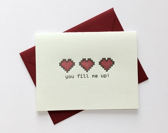 Gamer Love // Letterpress Card & Envelope // Geeky Love // Valentine // Nerd Love