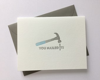 Nailed It // Letterpress // Card & Envelope // Pun Card // Silly Card