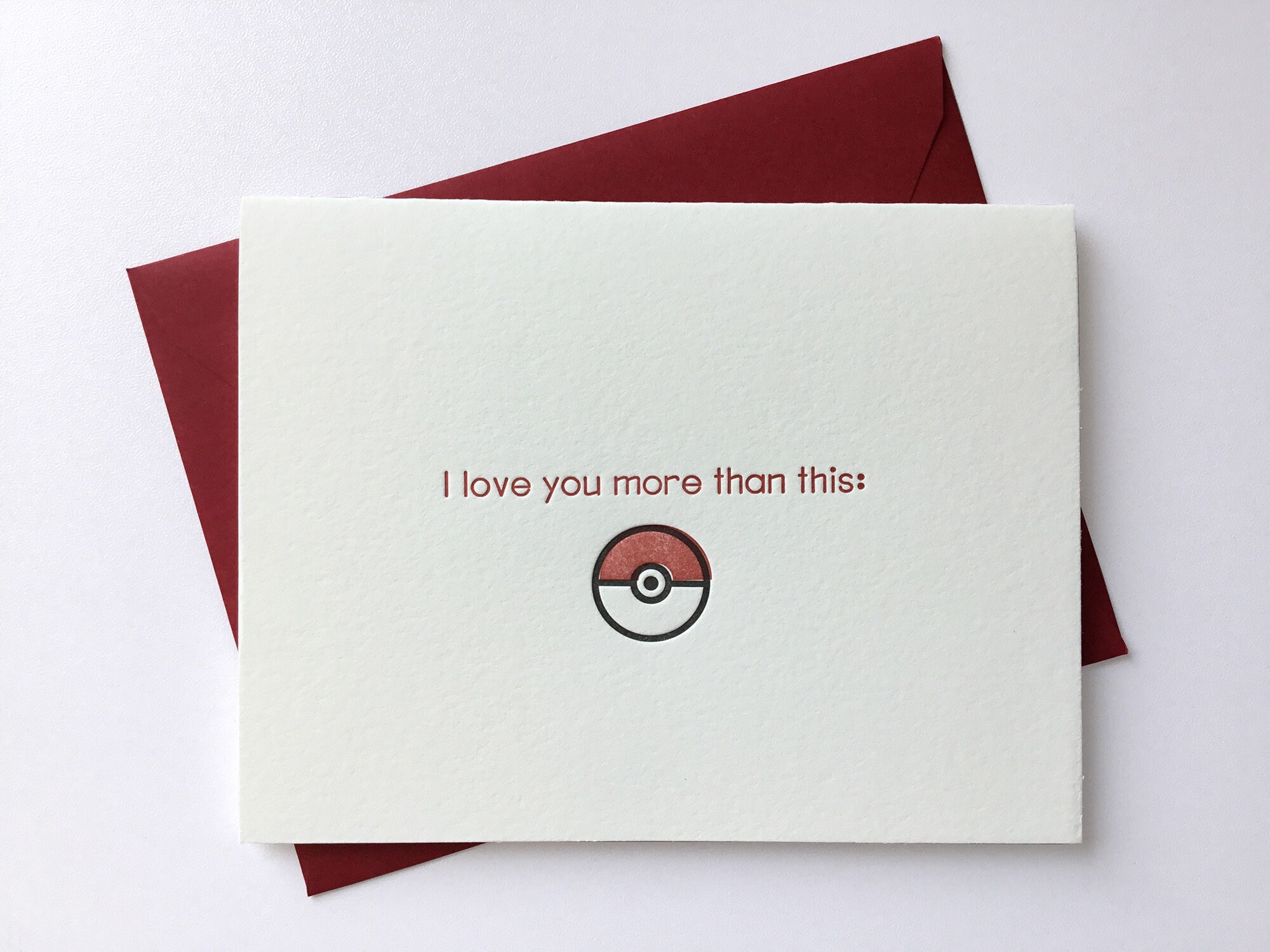 Love You More Than This // Pokemon Go // Letterpress Card & Envelope //  Geeky Love // Valentine // Nerd Love - Etsy