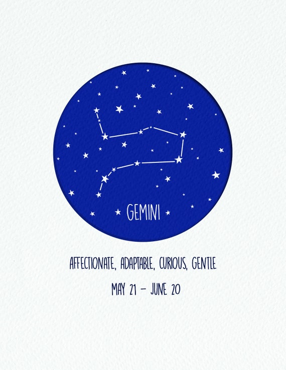 Gemini May 21 June 20 // Constellation // Astrology Signs // Happy  Birthday // Letterpress Card Envelope