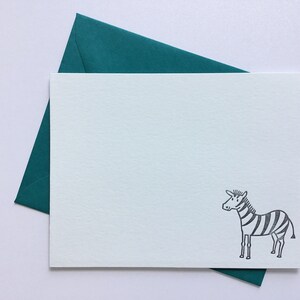 Zebra Stationery // Letterpress Flat Cards & Envelopes // Set of 6 image 2