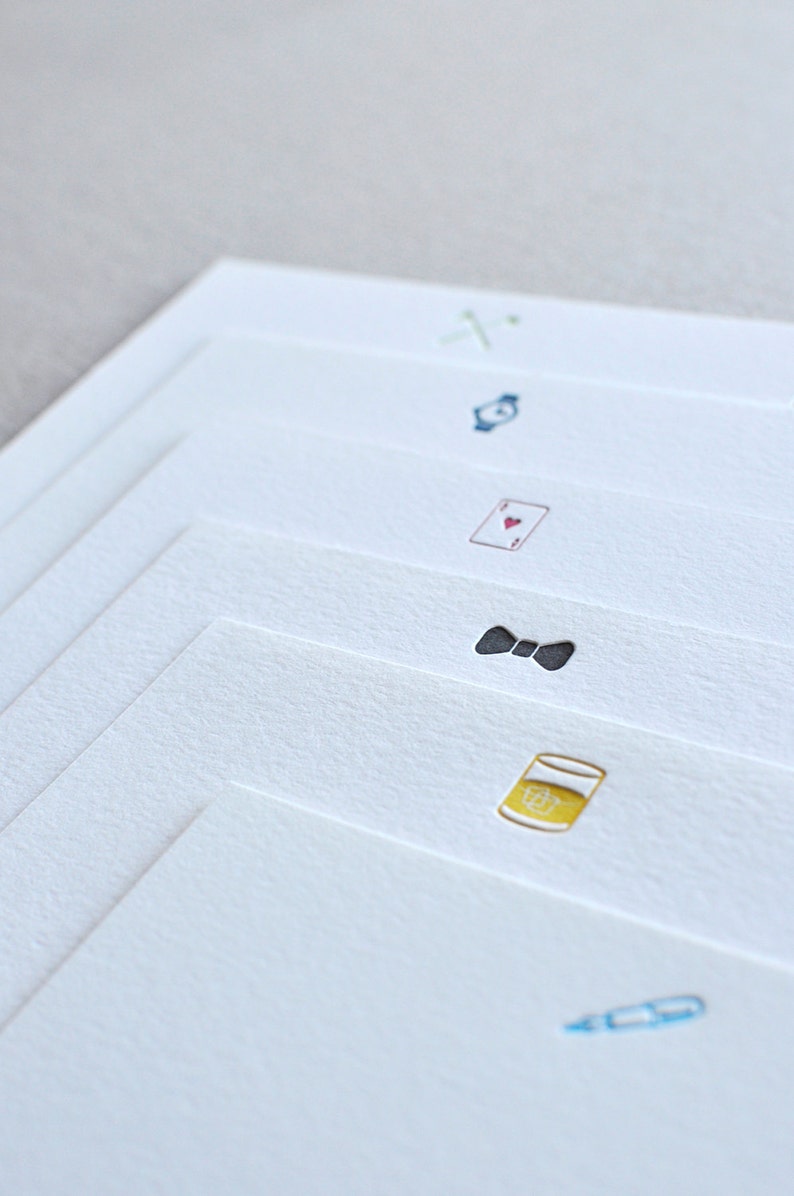 Gentleman's Fancy // Flat Letterpress Cards & Envelopes // Set of 6 image 1