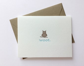 Woot Owl // Letterpress Card & Envelope // Everyday Card