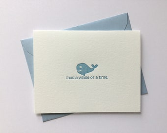 Whale of a Time // Letterpress Card & Envelope // Funny Nautical Pun // Love