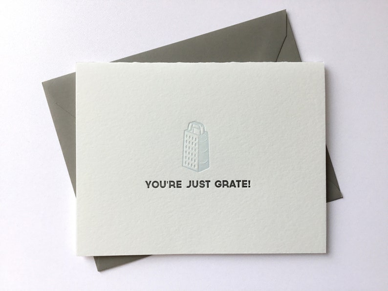 You're Just Grate Letterpress // Card & Envelope // Food Pun Card image 1