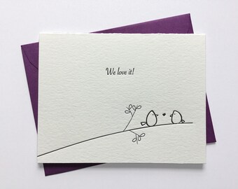 We Love It // Letterpress Cards & Envelopes // Thank You Cards // Set of 6