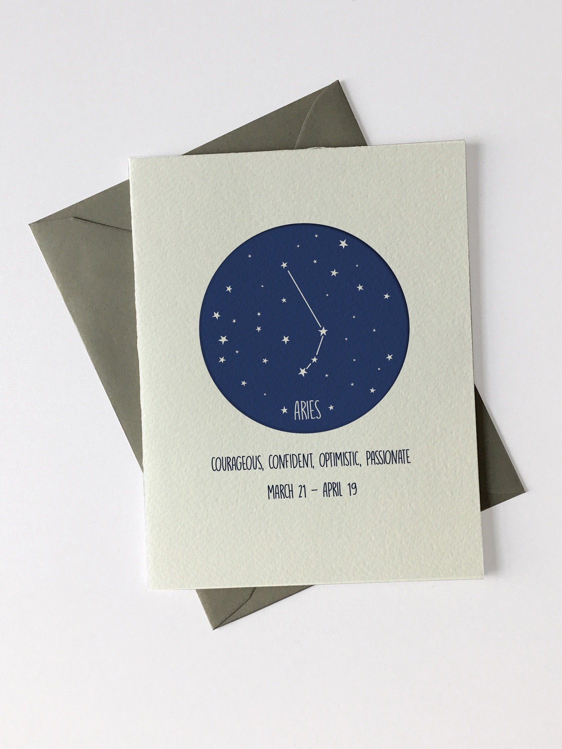 Aries March 21 - April 19 // Constellation // Astrology Signs // Happy Birthday // Letterpress Card & Envelope