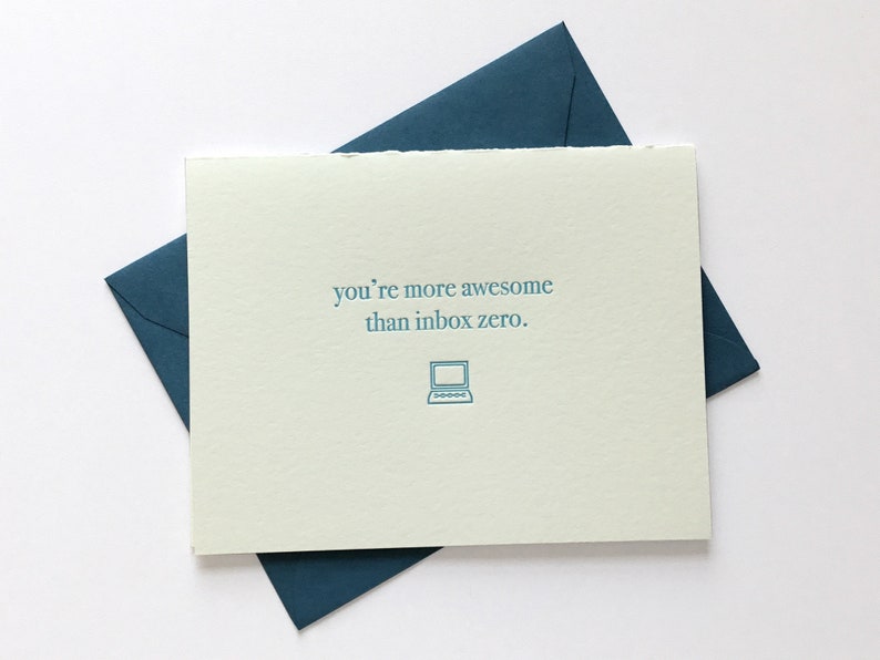 You're more awesome than Inbox Zero // Letterpress Card & Envelope // Geeky Love // Love Cards // Valentine image 1