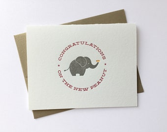 Congratulations on the New Peanut // Letterpress  Card & Envelope // Baby Card