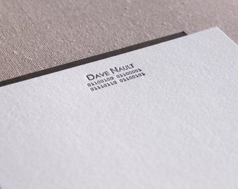 Custom Binary Code Letterpress Note Cards & Envelopes, Set of 25