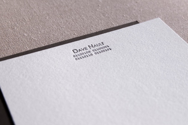 Custom Binary Code Letterpress Note Cards & Envelopes, Set of 25 image 1