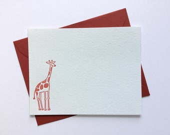 Set of 30 // Wild Zoo Animals // Flat Letterpress Cards & Envelopes // 10 Zebras // 10 Monkeys // 10 Giraffes // Card Set