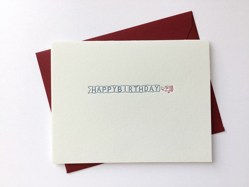 Happy Birthday Airplane // Letterpress Card & Envelope image 1