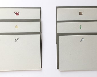 Gardening || Letterpress Notecards & Envelopes || Set of 6 || Plants || Agriculture