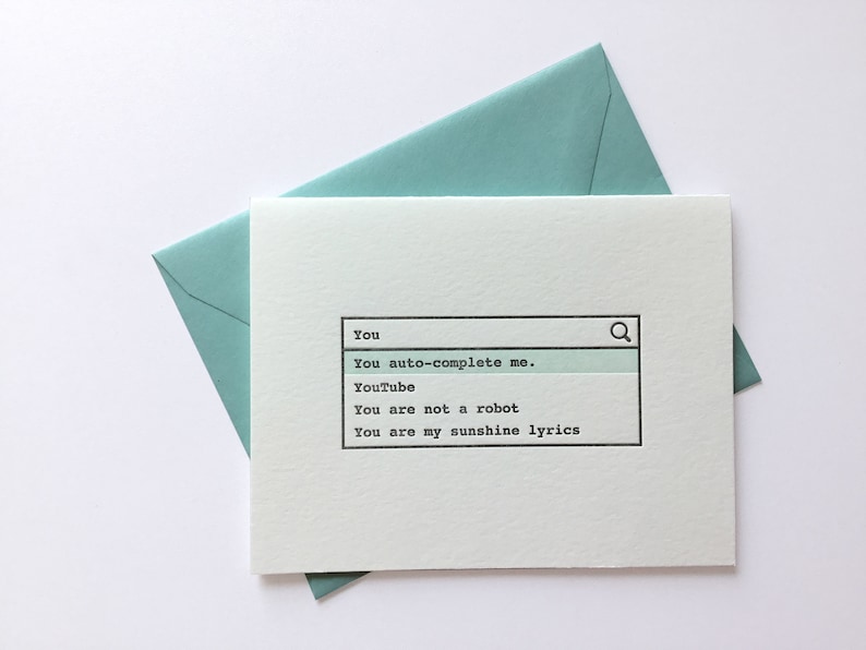You Me // Letterpress Card & Envelope // Geeky Love