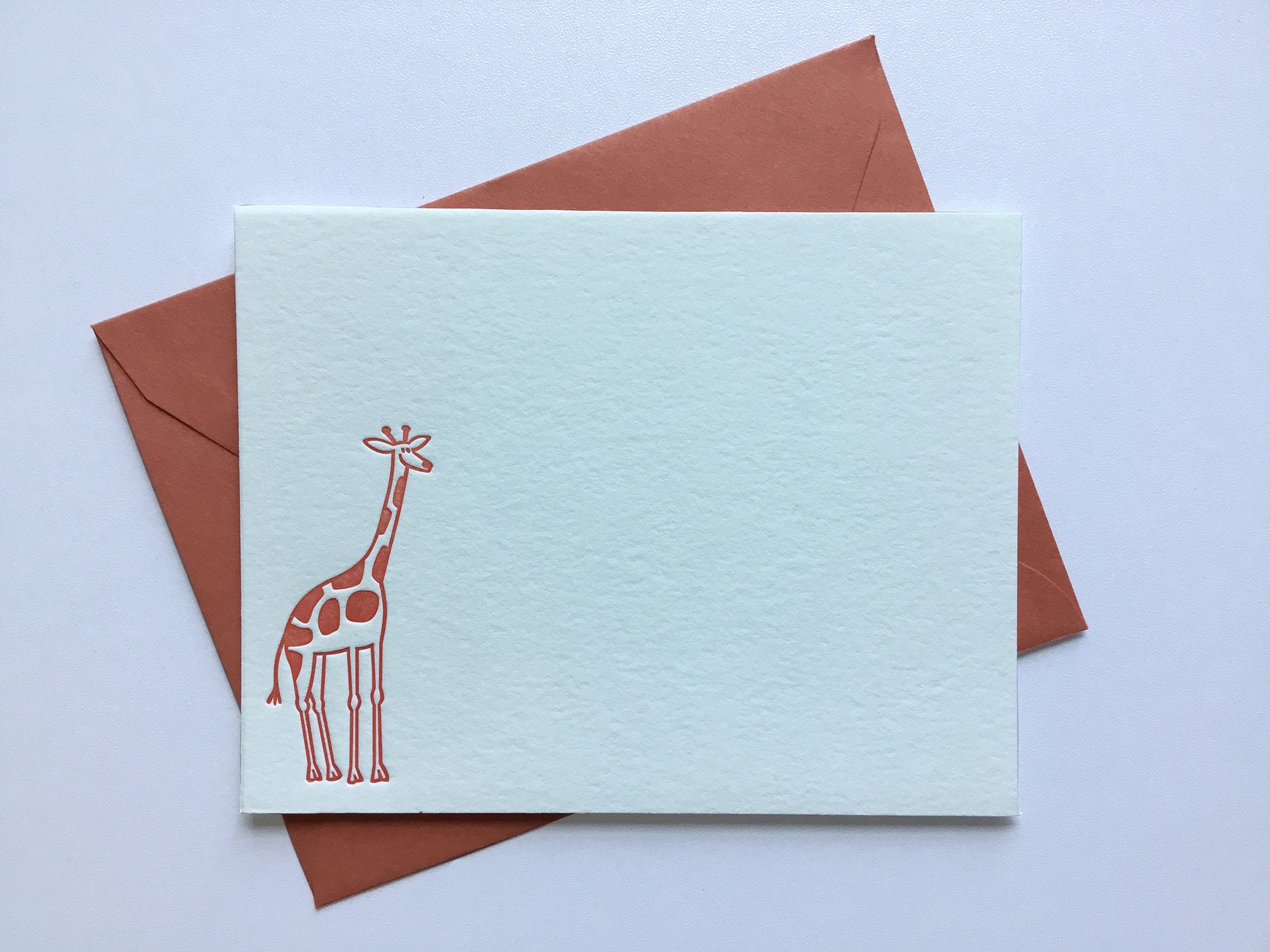 Giraffe Stationery // Letterpress Flat Cards & Envelopes // Set of 6 - Etsy