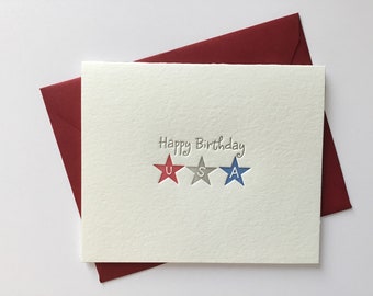 Fourth of July // USA Birthday // Patriotic // Letterpress Card & Envelope