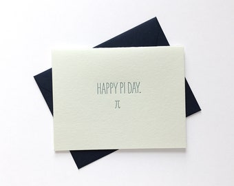 Happy Pi Day // Letterpress Card & Envelope // Geeky // Nerdy // Math