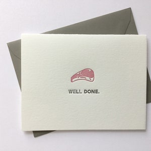 Well Done // Letterpress Card & Envelope // Food Pun Card // Congratulations