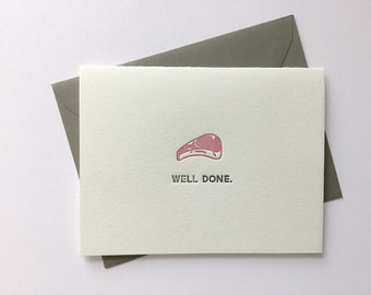 Well Done // Letterpress Card & Envelope // Food Pun Card // Congratulations // Graduation