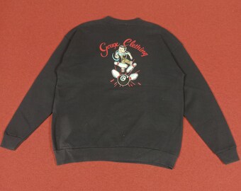 Vintage 90s GOUGE Sweatshirt Hoodie Skate Crewneck Black Colour