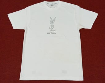 トップス 90s yves saint laurent center logo Tee Vintage Yves Saint Laurent YSL Center Logo Designer Tshirt