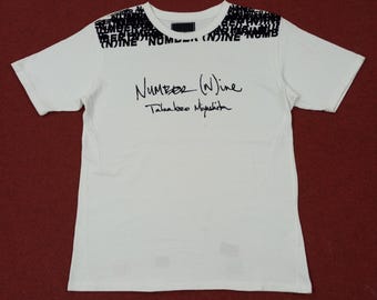 Japanese Brand!! NUMBER NINE Denim Big Logo Spellout Pocket Tee