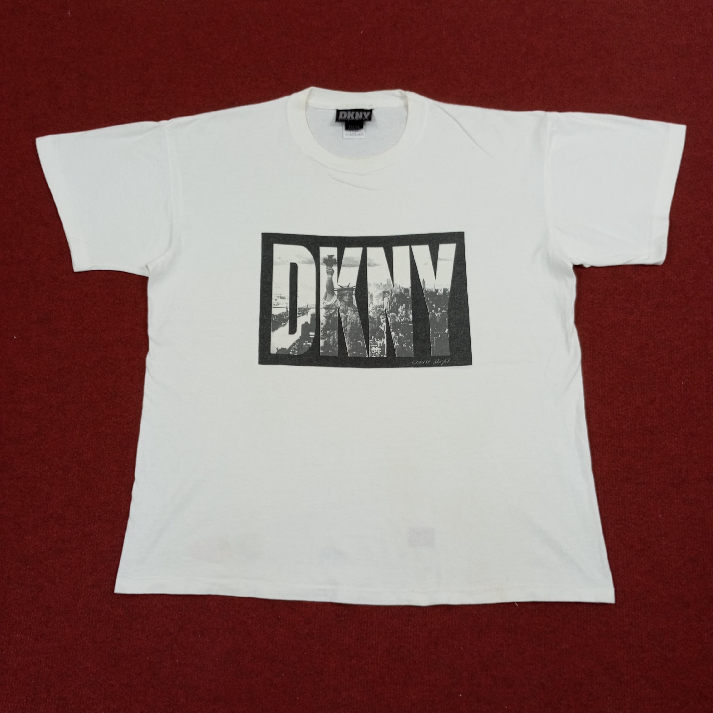 archive dkny print shirts Vintage 2000\u0027s Archive DKNY Red Baby Tee with Logo Print (S