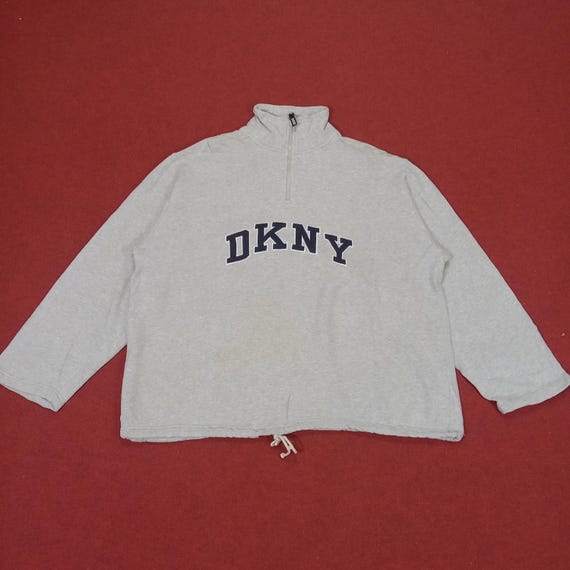 Vintage DKNY Center Spell Out Design Half Zipper Sweater