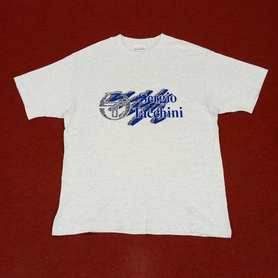 Sergio Tacchini, Vintage Sergio Tacchini Center Logo Spellout Design Tshirt