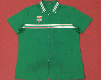 Vintage 7 Eleven Japanese Workwear Uniform Shirt zipper Jacket