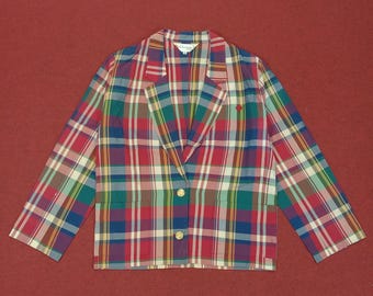 Vintage 80s Christian Dior Sports Strip Light Jacket Button M Size