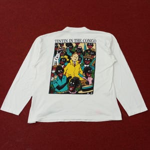 Vintage The Adventures Of Tintin Cartoon Tshirt