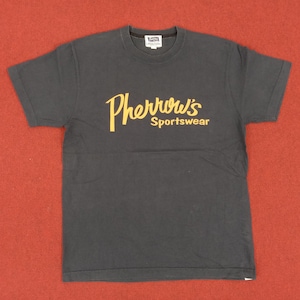 May include: A black t-shirt with a gold "Pherrwous' Sportswear" logo.
