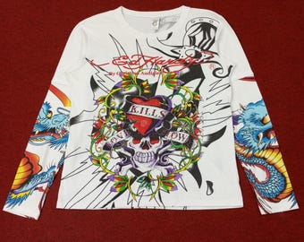 Vintage Ed Hardy by Christian Audigier Fashion Style Tshirt