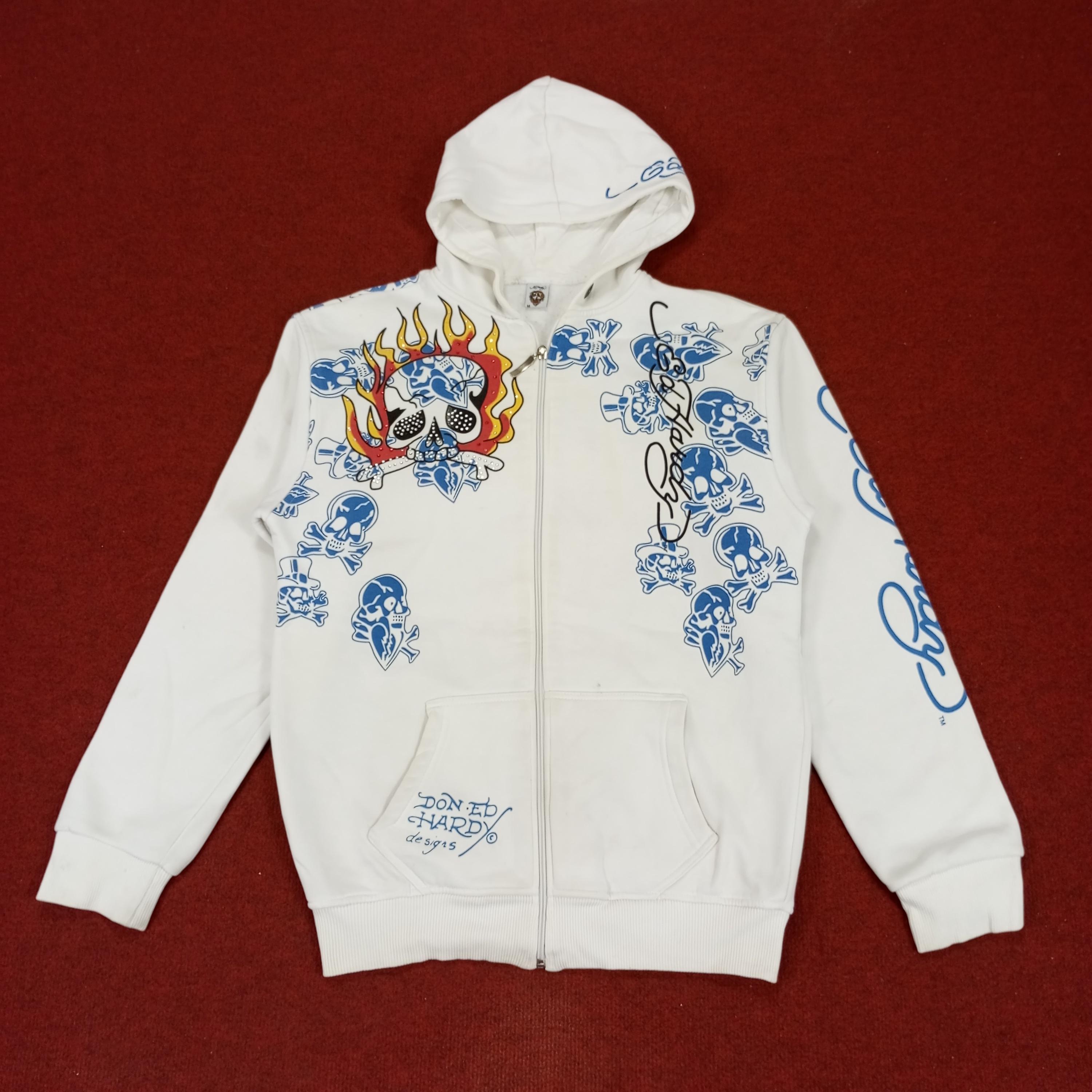 Vintage Ed Hardy Fashion Skull Design Rock Punk Style Zipper