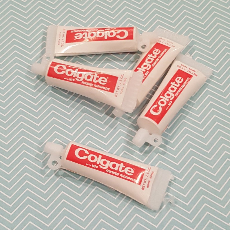 Vintage Plastic Toothpaste Charms 10 Cupcake Cake Toppers Miniatures