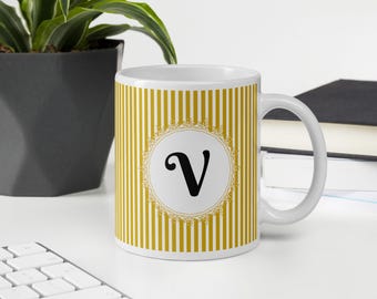Monogram Coffee Mug: Personalized Ceramic Cup, Elegant Gift