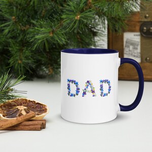 Taza de café con diseño floral para papá: regalo personalizado para papá, taza personalizada para el Día del Padre, regalo de cumpleaños para él, taza con diseño de letras florales
