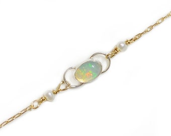 Petite Oval Opal Necklace or Bracelet