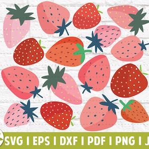Retro Strawberries EPS | Strawberry SVG | Cottagecore | Vintage Strawberry | SVG Cut Files | Instant Download | Printable Vector Clip Art