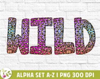Rainbow Leopard Alpha Set | Cheetah Alpha | Girl Power | Wild Girl | A-Z Alpha Set | Instant Download | Alpha PNG | Alphabet Letter