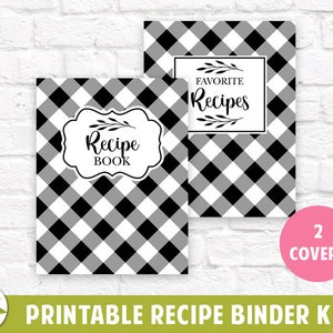 Black Plaid Recipe Binder Template, EDITABLE, Printable Recipe Template ...