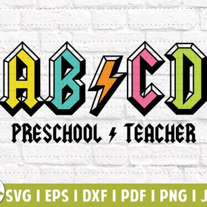 Rock N Roll Preschool Teacher EPS | Back to School SVG | Teacher Shirt | Teacher Gift | SVG Cut Files | Instant Download | Printable