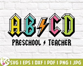 Rock N Roll Preschool Teacher EPS | Back to School SVG | Teacher Shirt | Teacher Gift | SVG Cut Files | Instant Download | Printable