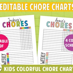 Big Kid Chore Chart, Kids Chore Chart, Chore Checklist, Chore Chart Printable, Printable Chore Chart, Editable Chore Chart, Allowance Jobs