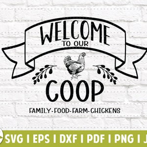 Willkommen in unserer Coop SVG | Bauernhaus Dekor Huhn SVG | Bauernmarkt | Frische Eier | SVG Datei | Sofort Download | Druckbare Clip Art
