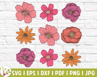 Retro Groovy Flowers SVG | Flower Power PNG | Free Spirit Retro | Spring Flowers PNG | Sublimation Designs | Girly Retro Flowers